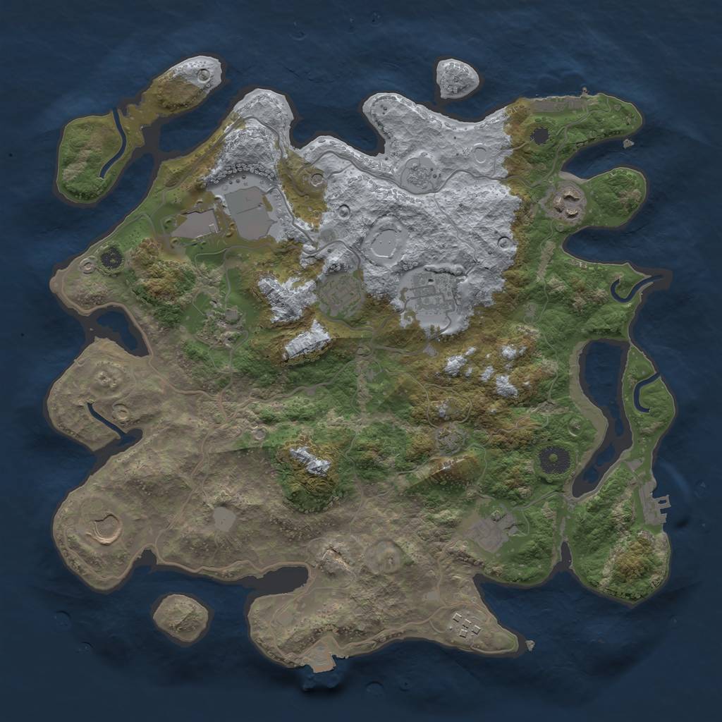 Rust Map: Procedural Map, Size: 3600, Seed: 12811, 16 Monuments