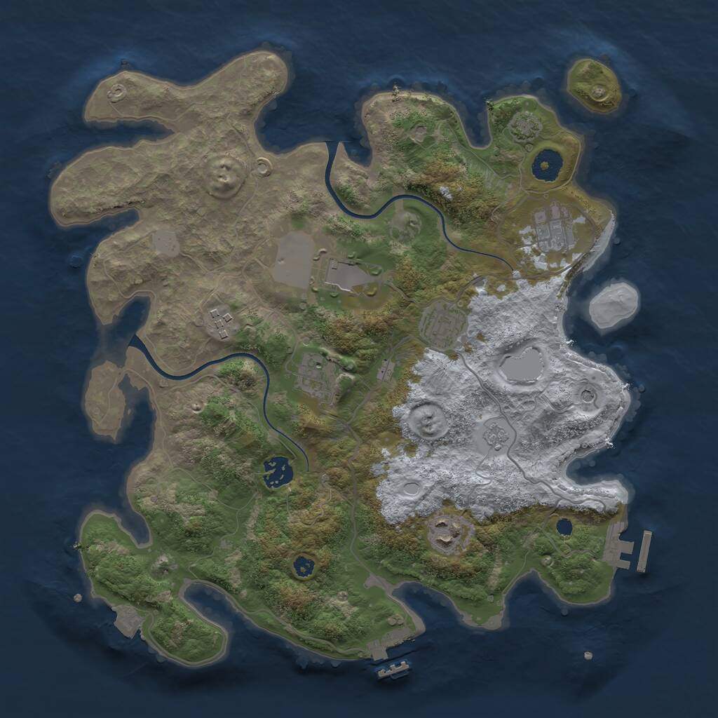 Rust Map: Procedural Map, Size: 3500, Seed: 85492689, 13 Monuments