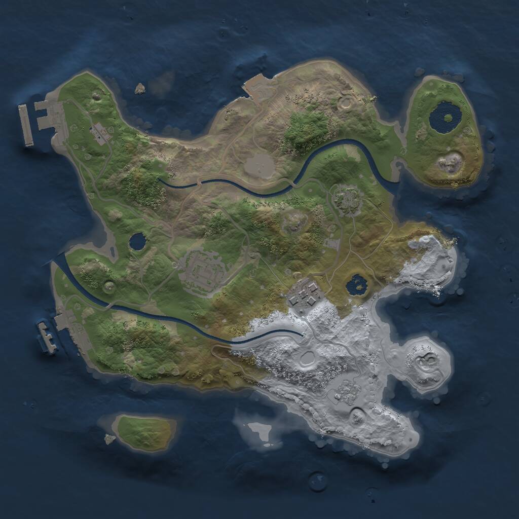 Rust Map: Procedural Map, Size: 2500, Seed: 82653748, 7 Monuments