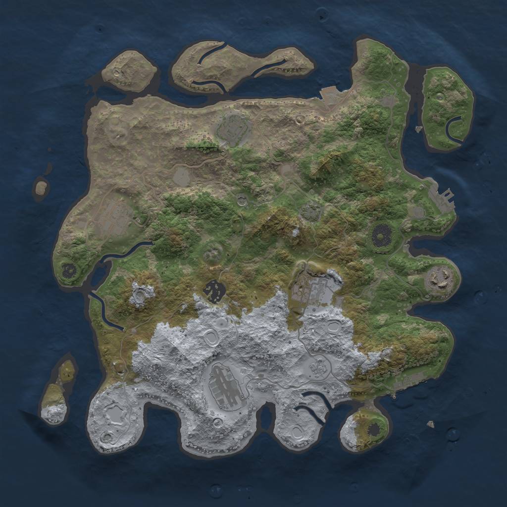 Rust Map: Procedural Map, Size: 3450, Seed: 48467496, 14 Monuments