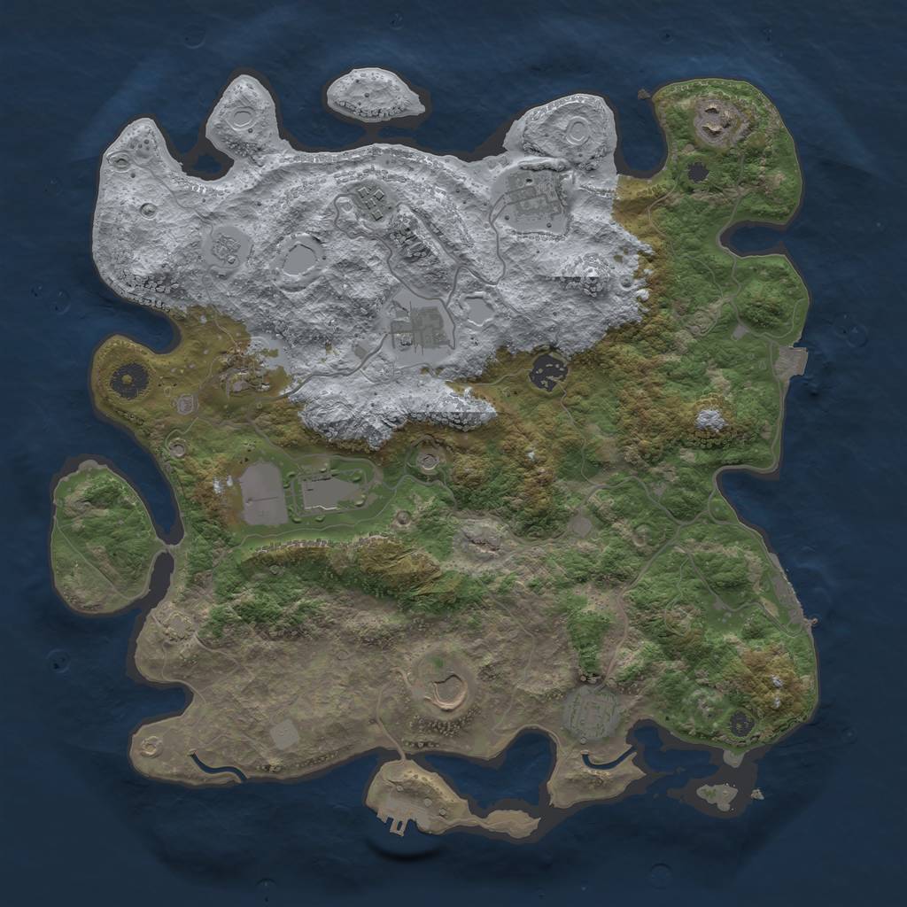 Rust Map: Procedural Map, Size: 3800, Seed: 38472006, 17 Monuments