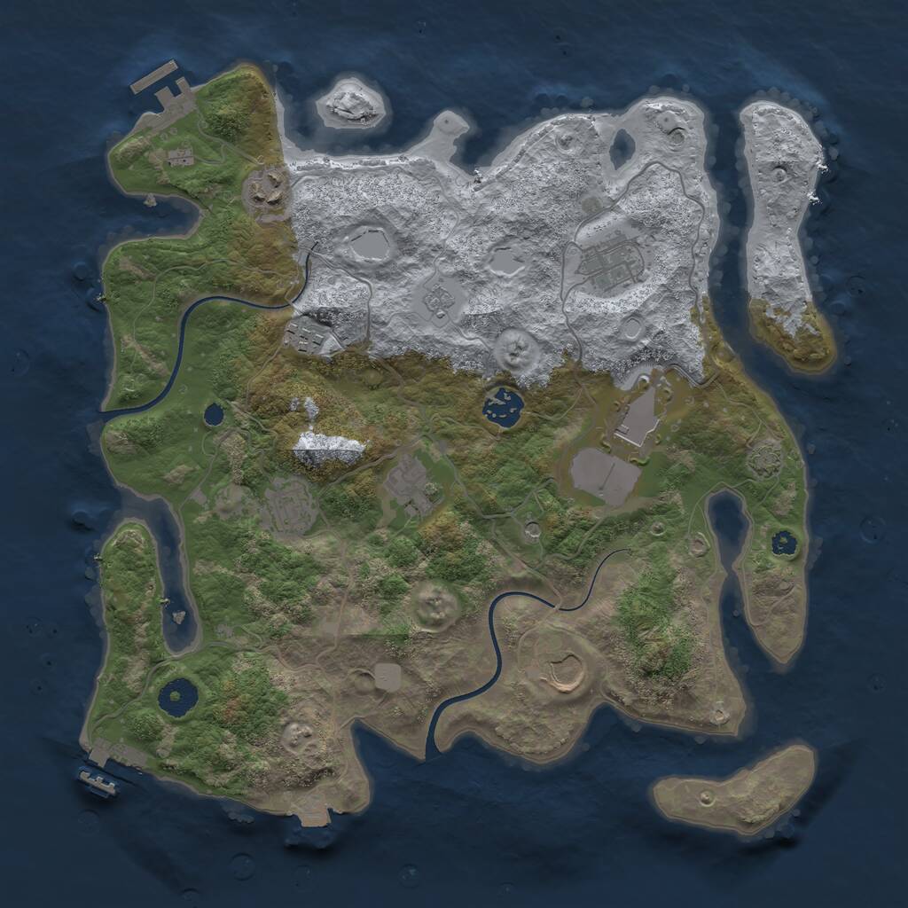 Rust Map: Procedural Map, Size: 3600, Seed: 908020179, 14 Monuments