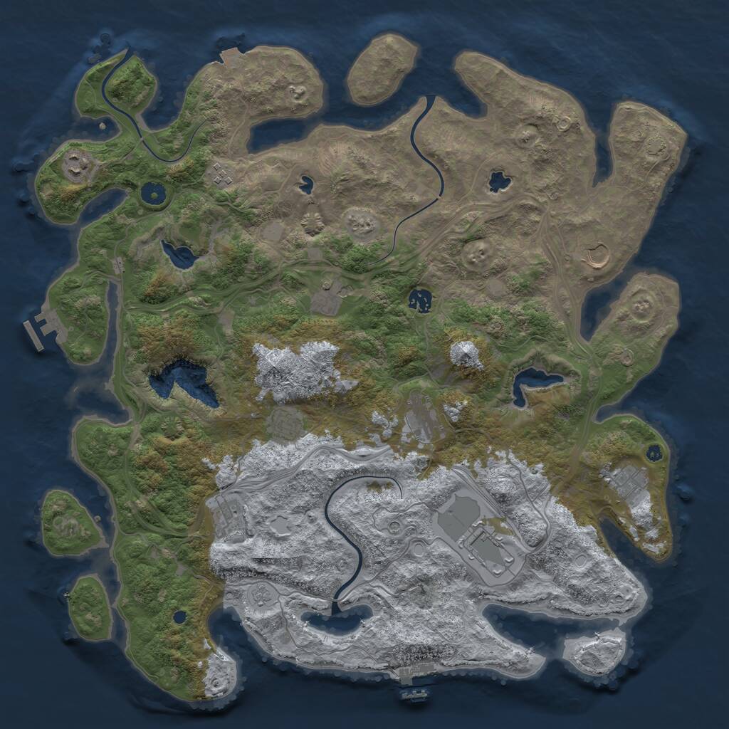 Rust Map: Procedural Map, Size: 4500, Seed: 1377661259, 16 Monuments