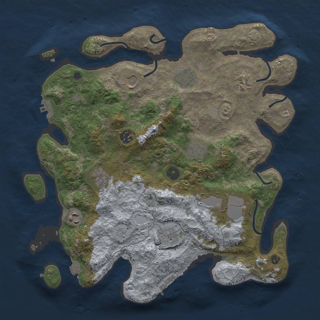 Rust Map: Procedural Map, Size: 3700, Seed: 674928238, 17 Monuments