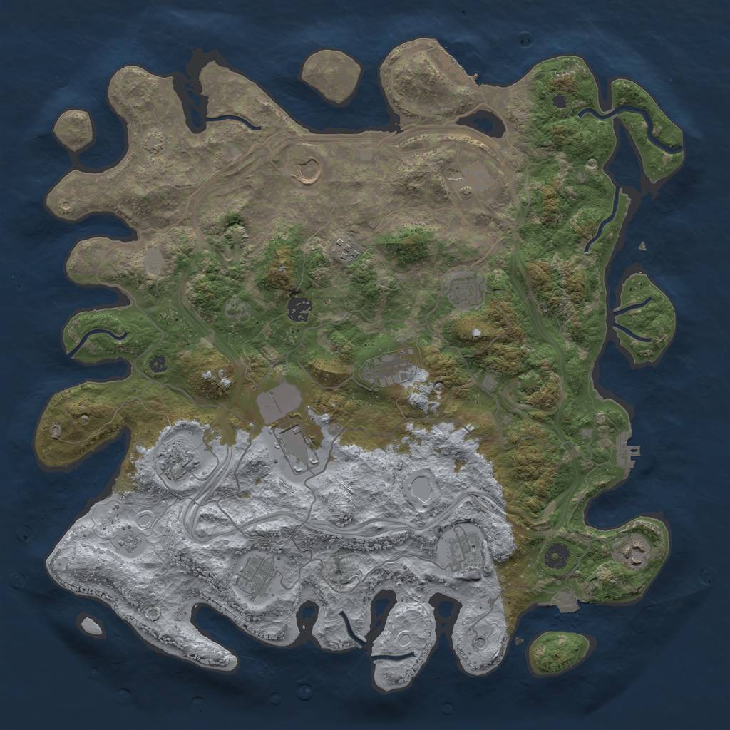 Rust Map: Procedural Map, Size: 4300, Seed: 31168398, 19 Monuments