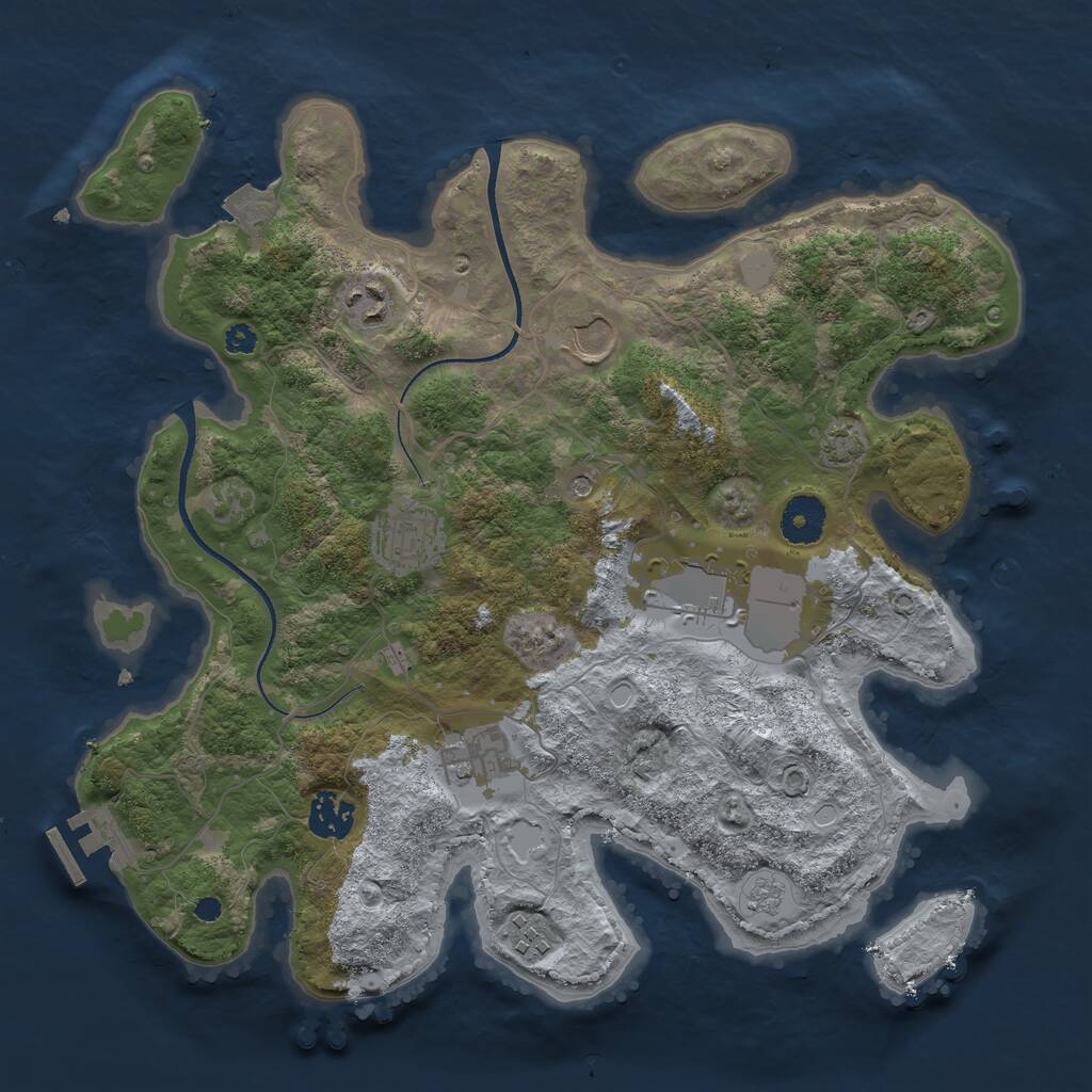 Rust Map: Procedural Map, Size: 3500, Seed: 50971589, 12 Monuments