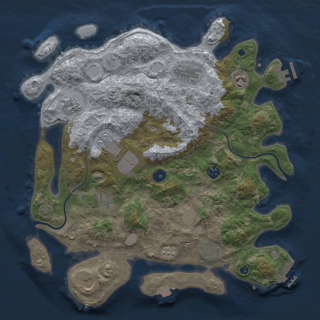 Rust Map: Procedural Map, Size: 3750, Seed: 152438638, 16 Monuments