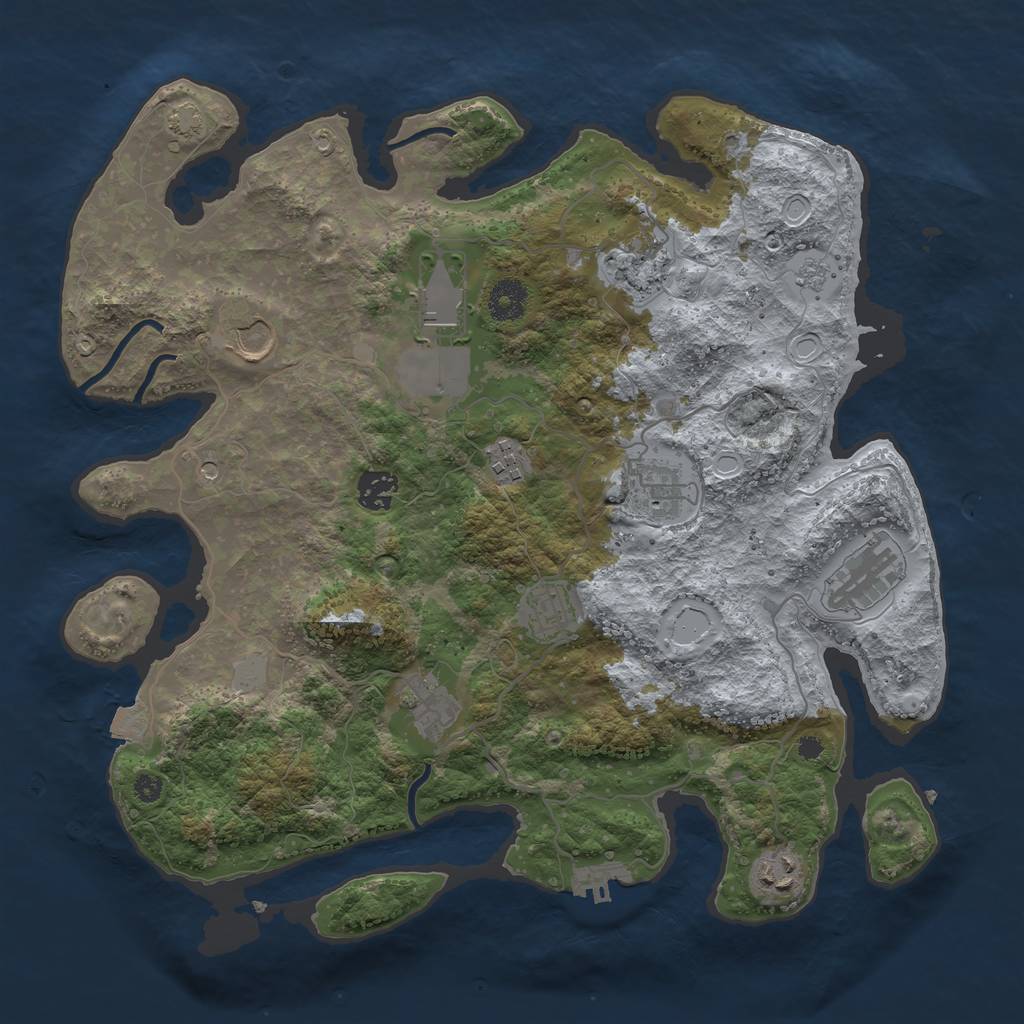 Rust Map: Procedural Map, Size: 3700, Seed: 293587169, 17 Monuments