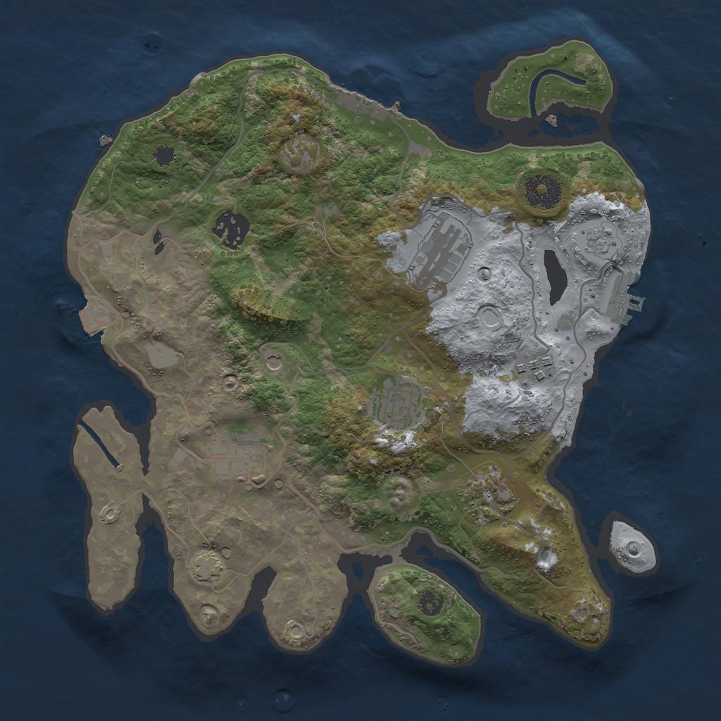Rust Map: Procedural Map, Size: 3000, Seed: 55453076, 14 Monuments