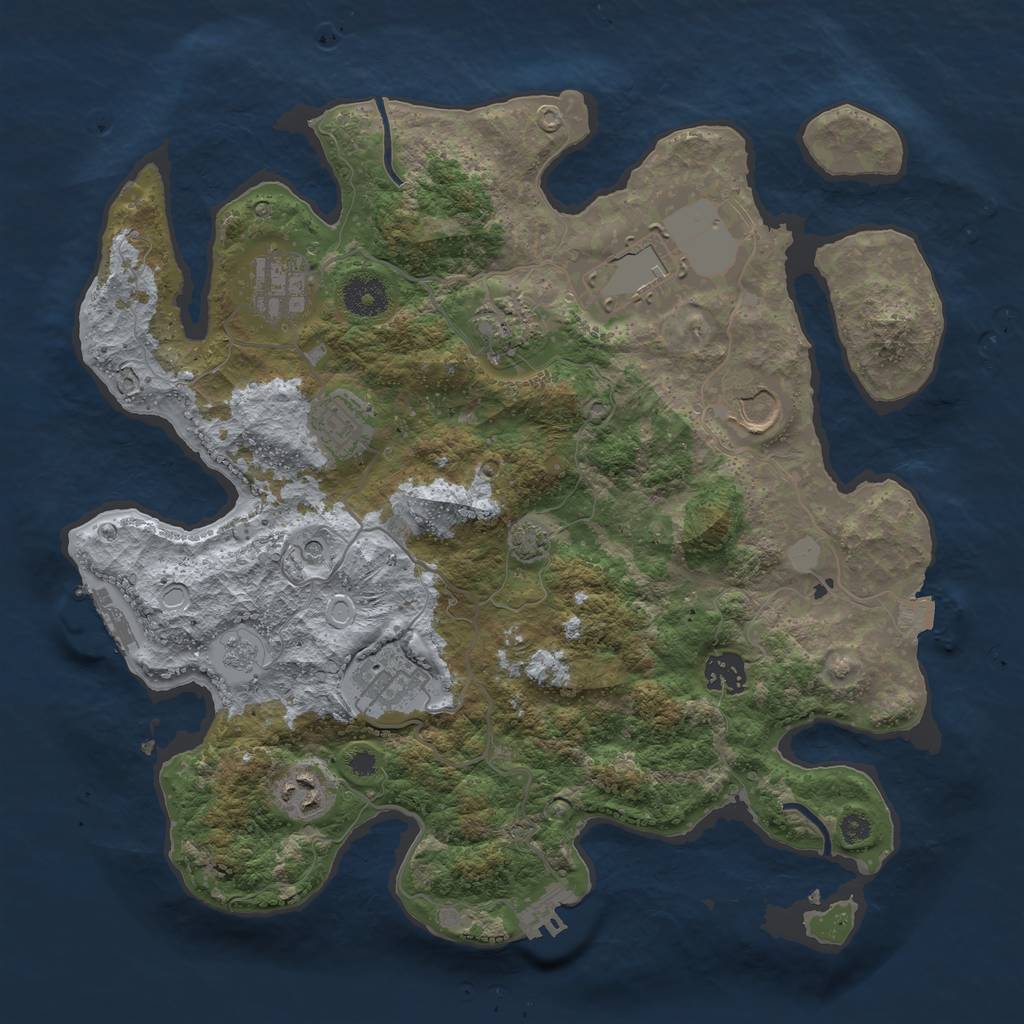 Rust Map: Procedural Map, Size: 3550, Seed: 19360692, 16 Monuments