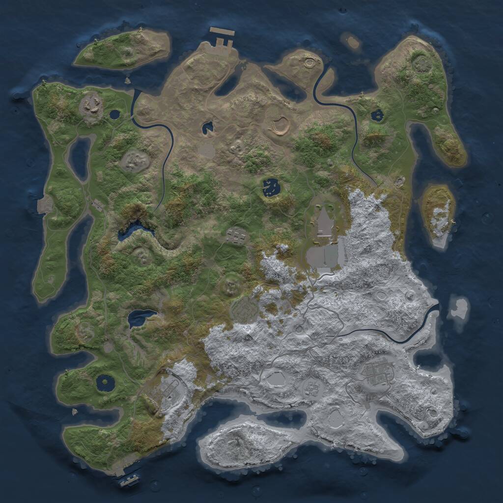 Rust Map: Procedural Map, Size: 4100, Seed: 85413817, 14 Monuments