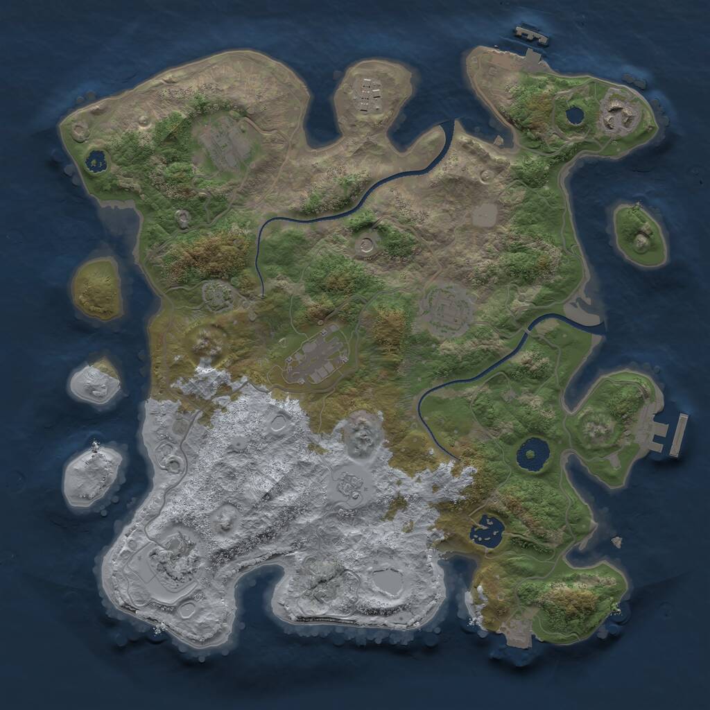 Rust Map: Procedural Map, Size: 3300, Seed: 64535612, 13 Monuments