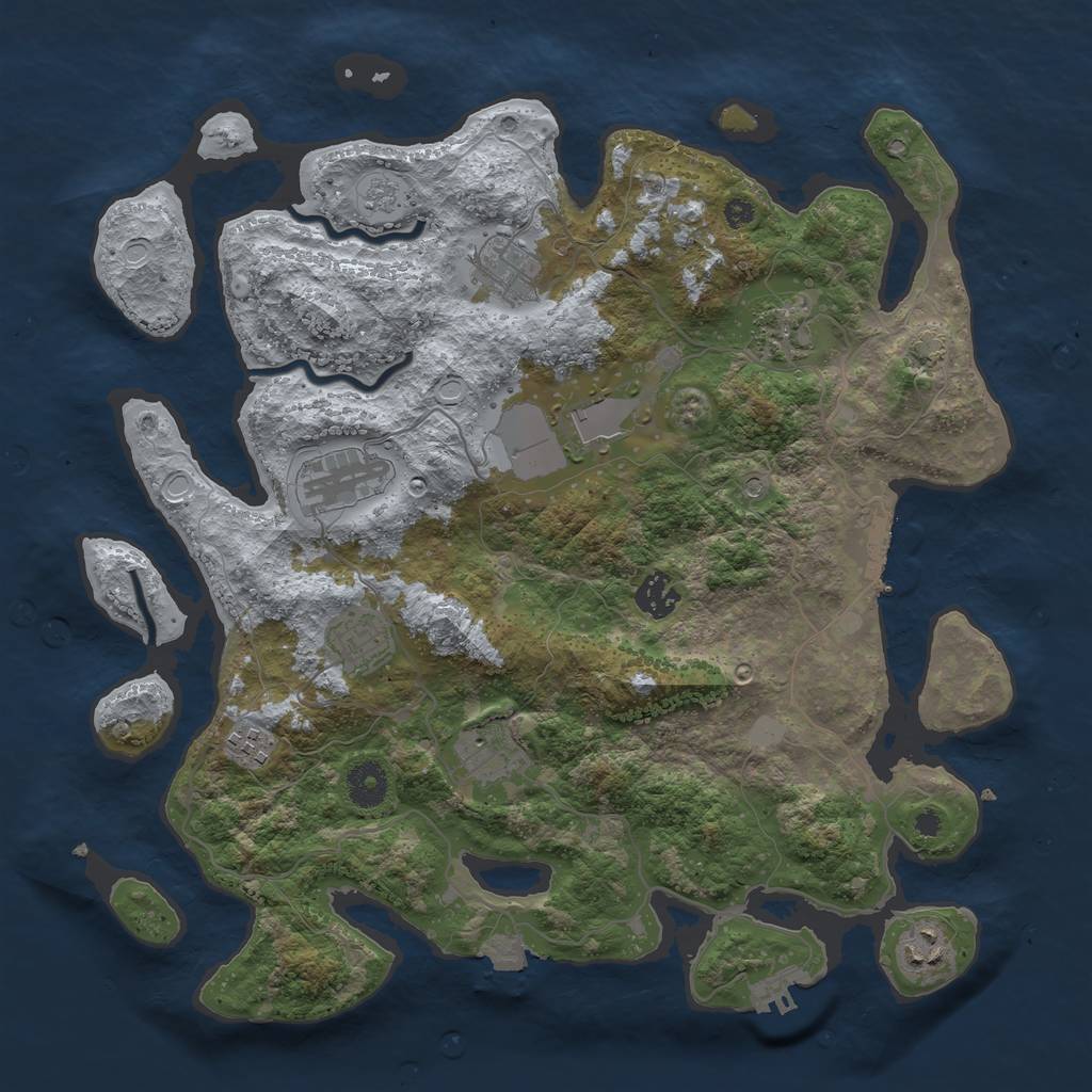 Rust Map: Procedural Map, Size: 3750, Seed: 39706156, 17 Monuments