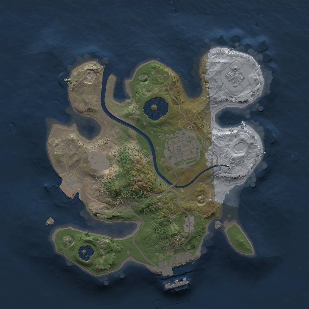 Rust Map: Procedural Map, Size: 2000, Seed: 30613, 4 Monuments