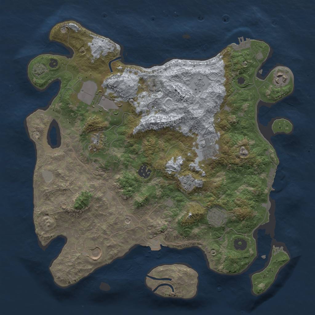 Rust Map: Procedural Map, Size: 3650, Seed: 90546268, 16 Monuments