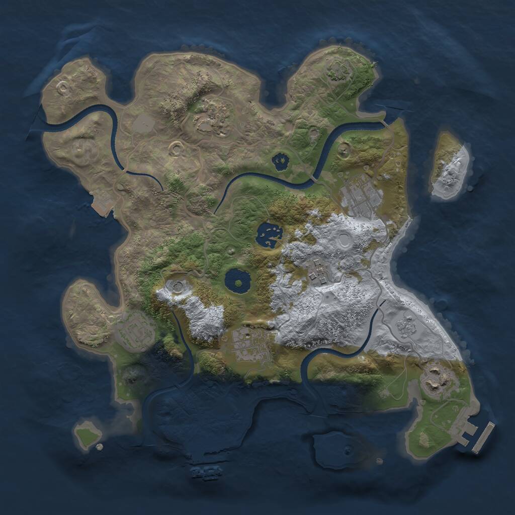 Rust Map: Procedural Map, Size: 3000, Seed: 92953, 13 Monuments