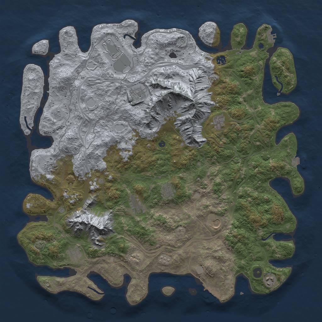 Rust Map: Procedural Map, Size: 5000, Seed: 657898875, 19 Monuments