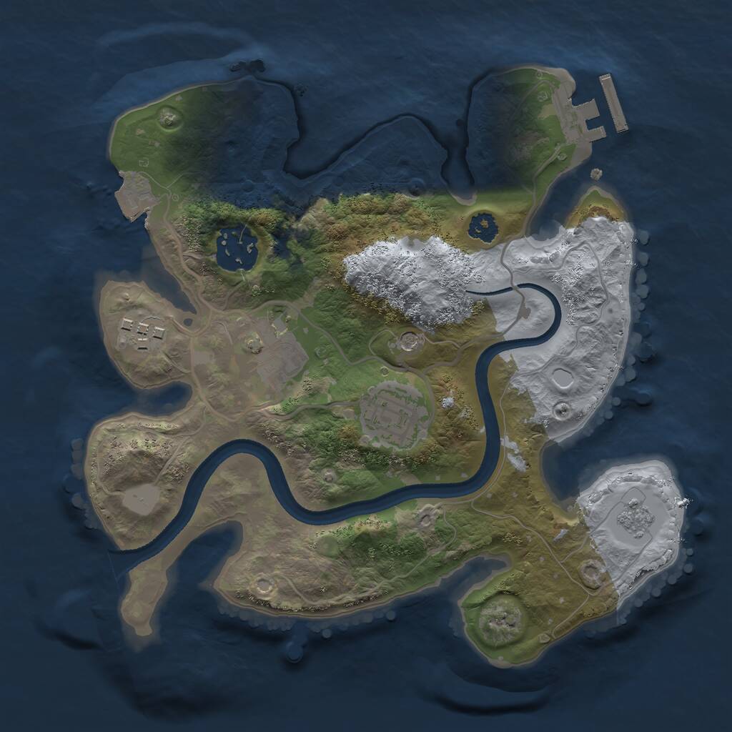 Rust Map: Procedural Map, Size: 2500, Seed: 885246320, 8 Monuments
