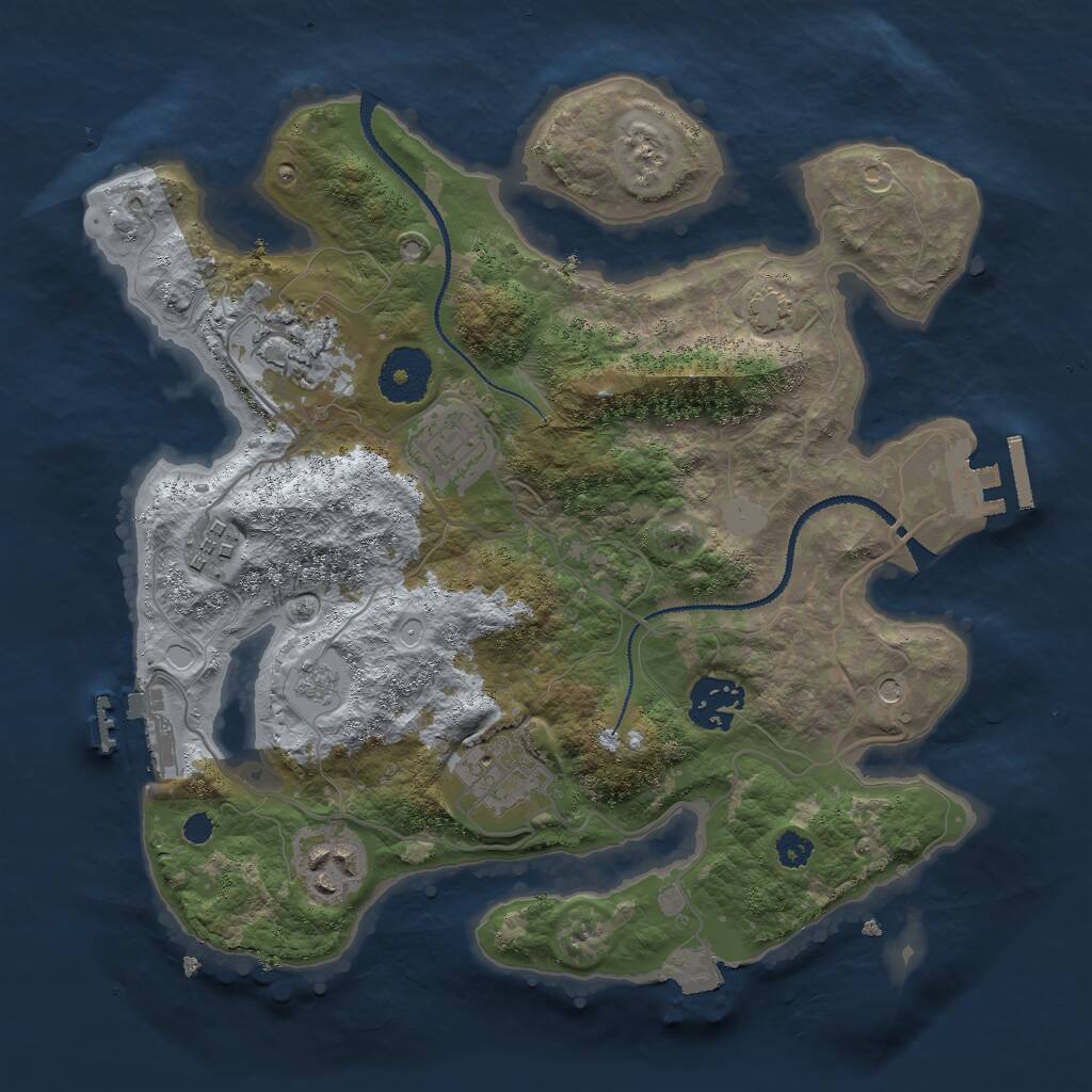 Rust Map: Procedural Map, Size: 3000, Seed: 74713, 12 Monuments