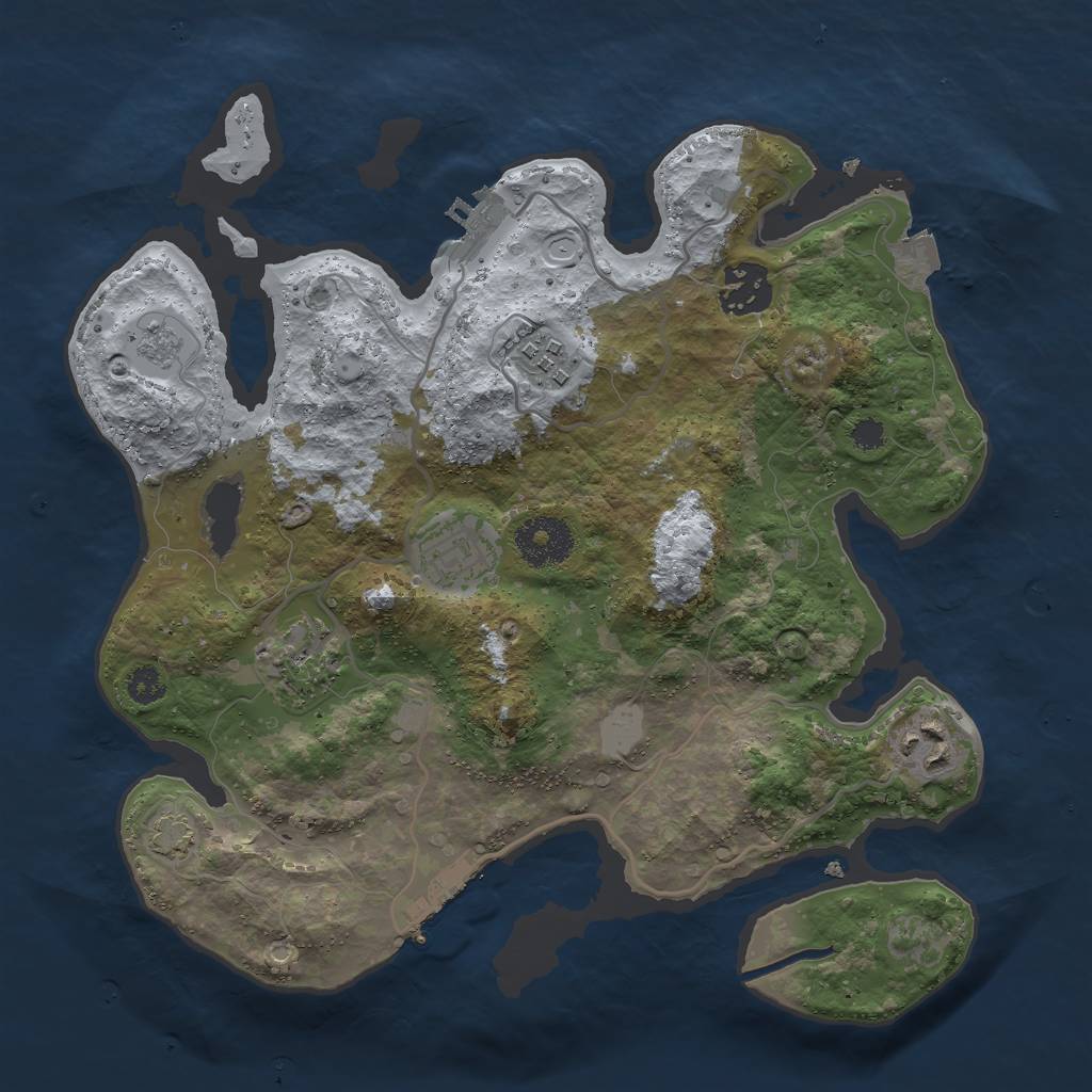 Rust Map: Procedural Map, Size: 3000, Seed: 1065743, 12 Monuments