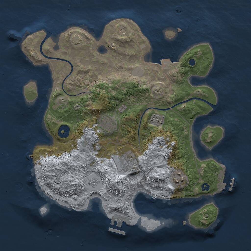 Rust Map: Procedural Map, Size: 3000, Seed: 1361174750, 10 Monuments