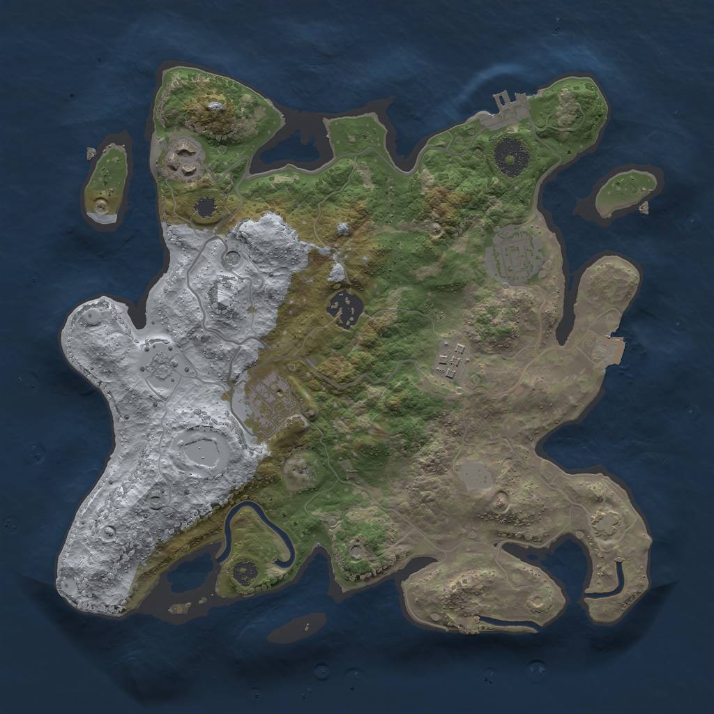 Rust Map: Procedural Map, Size: 3000, Seed: 2038177352, 12 Monuments