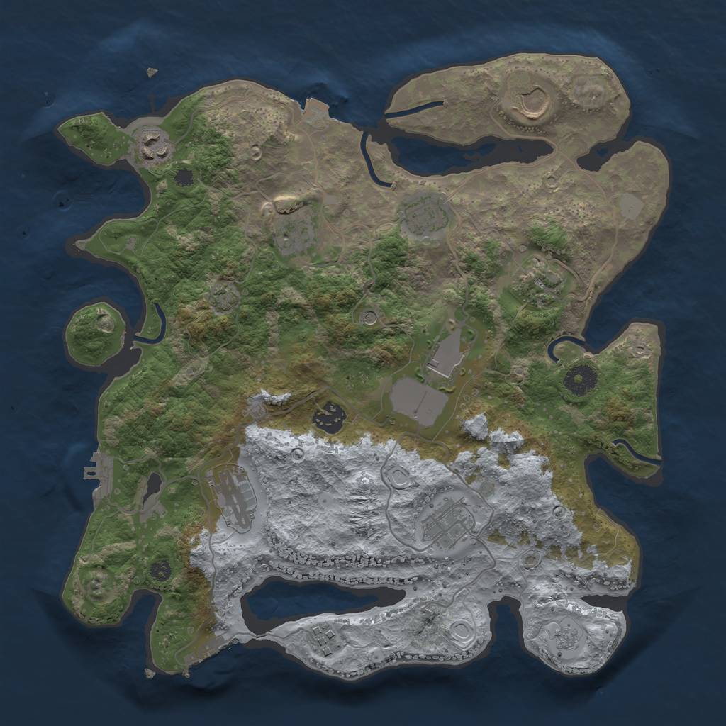 Rust Map: Procedural Map, Size: 3500, Seed: 1350239611, 18 Monuments