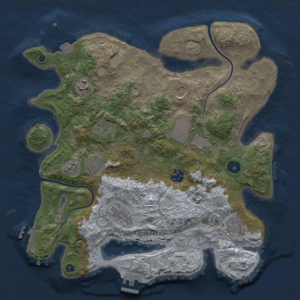 Rust Map: Procedural Map, Size: 3500, Seed: 1350239611, 14 Monuments