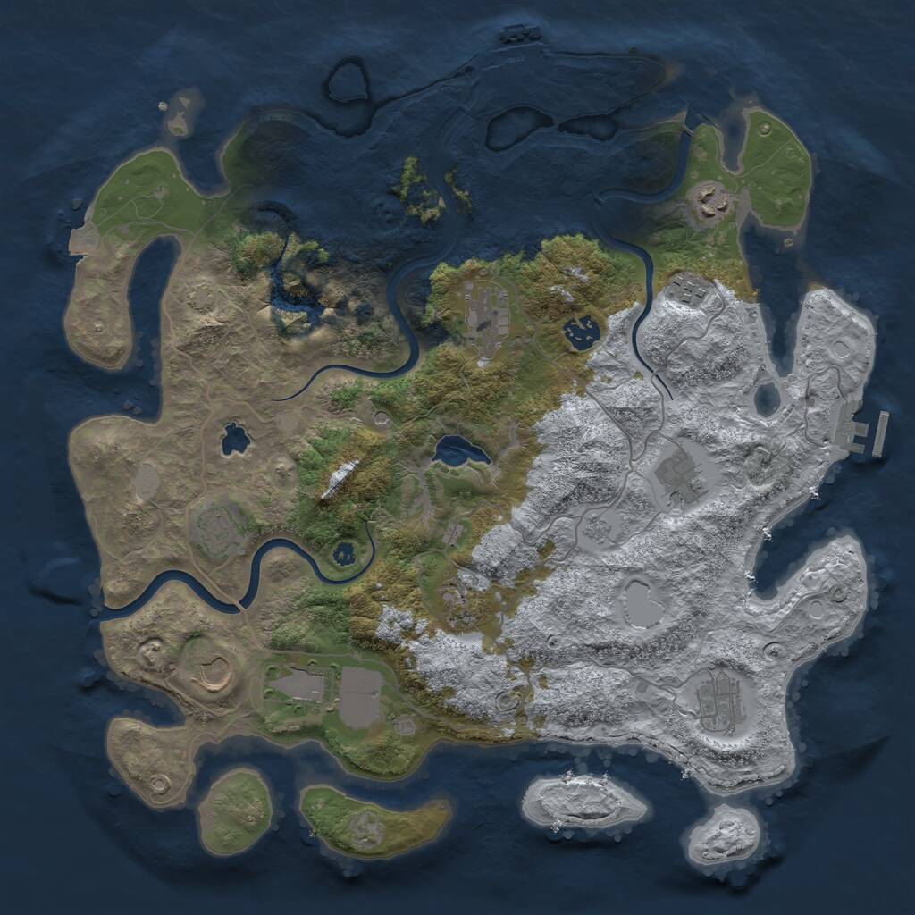 Rust Map: Procedural Map, Size: 4000, Seed: 64082792, 16 Monuments