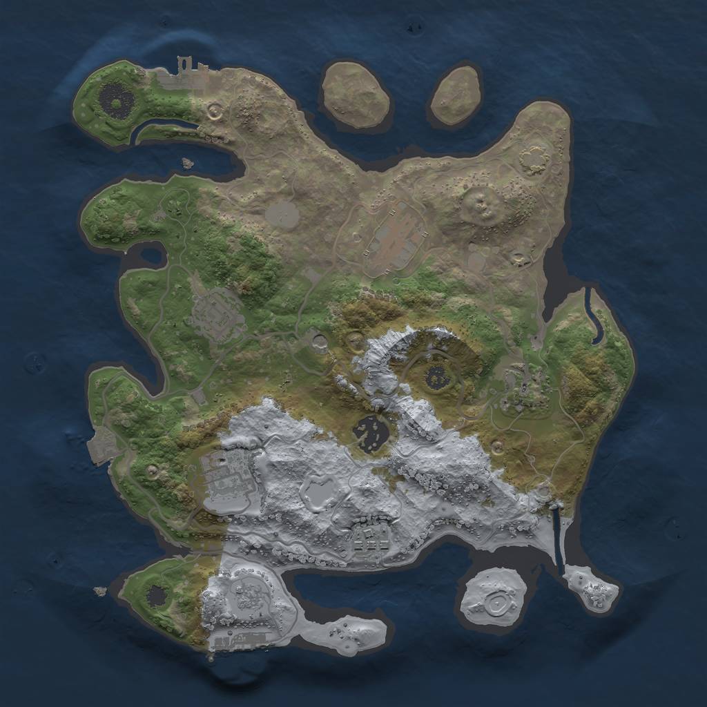 Rust Map: Procedural Map, Size: 3000, Seed: 2089718047, 14 Monuments