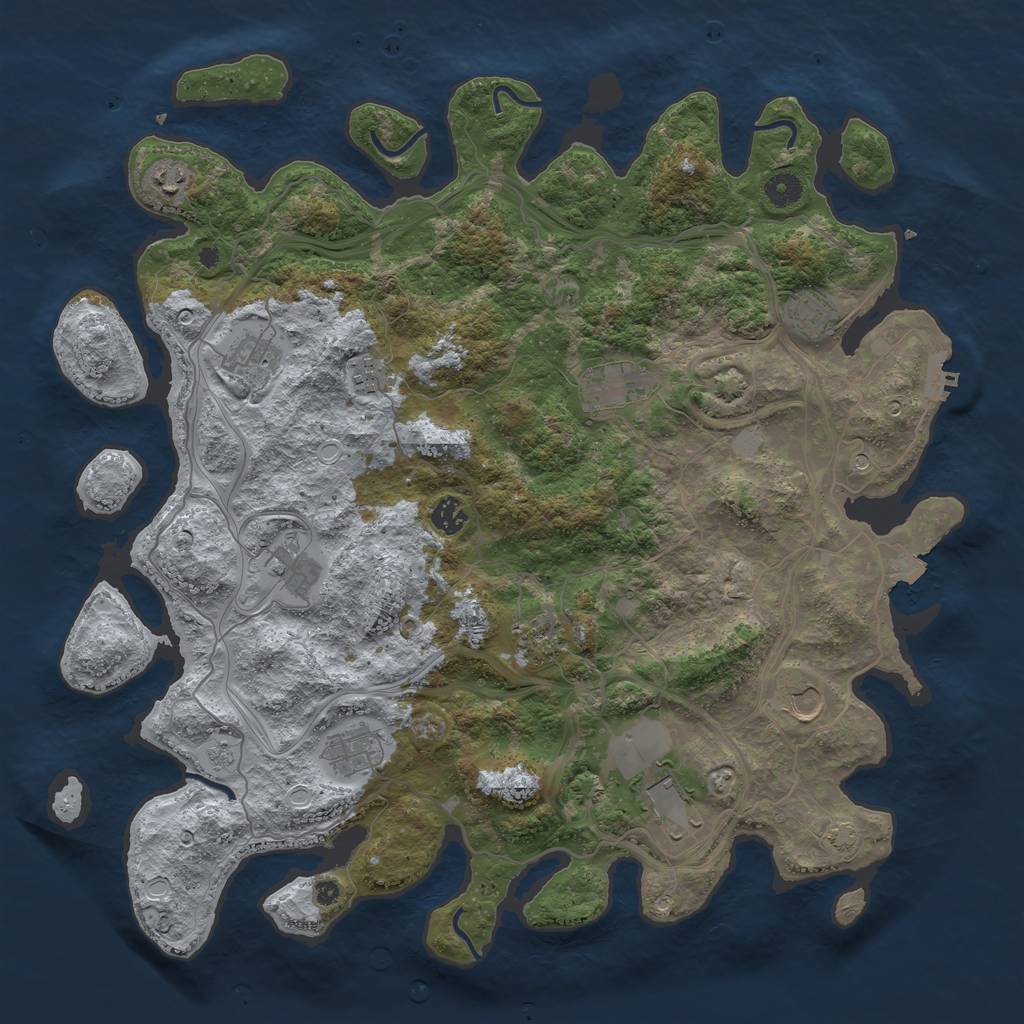 Rust Map: Procedural Map, Size: 4400, Seed: 78164588, 18 Monuments