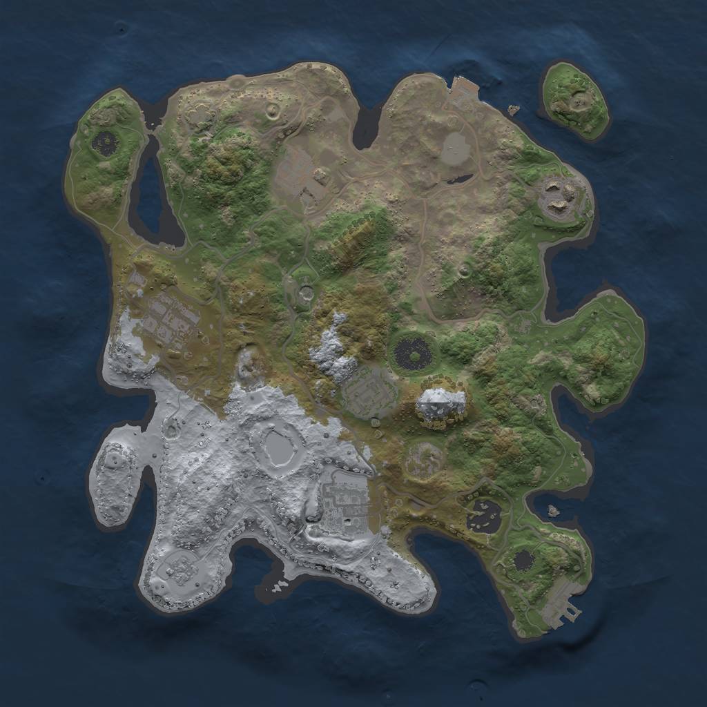 Rust Map: Procedural Map, Size: 3000, Seed: 1199861844, 13 Monuments