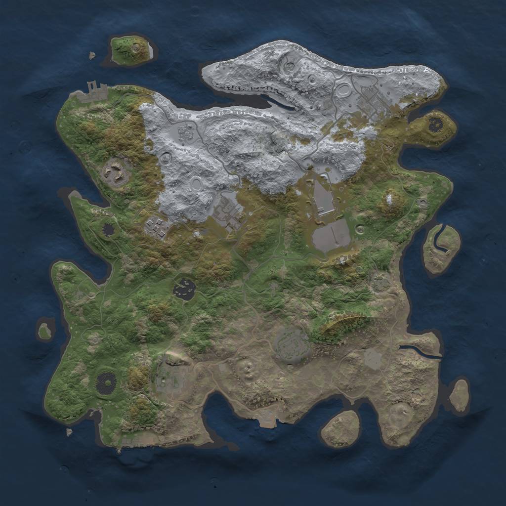 Rust Map: Procedural Map, Size: 3500, Seed: 1169370722, 16 Monuments