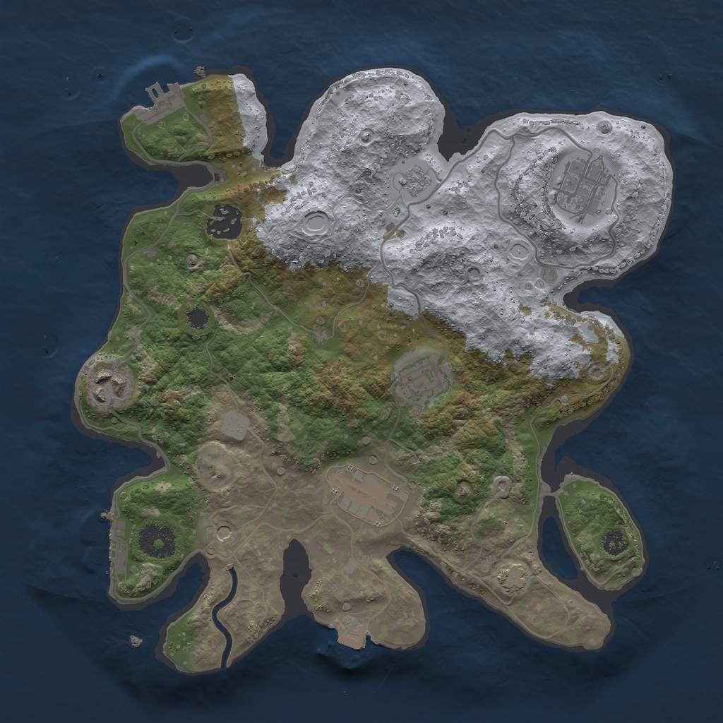 Rust Map: Procedural Map, Size: 3000, Seed: 16879, 13 Monuments