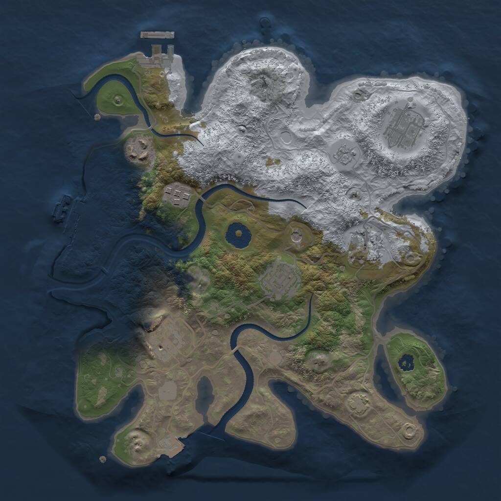 Rust Map: Procedural Map, Size: 3000, Seed: 16879, 12 Monuments