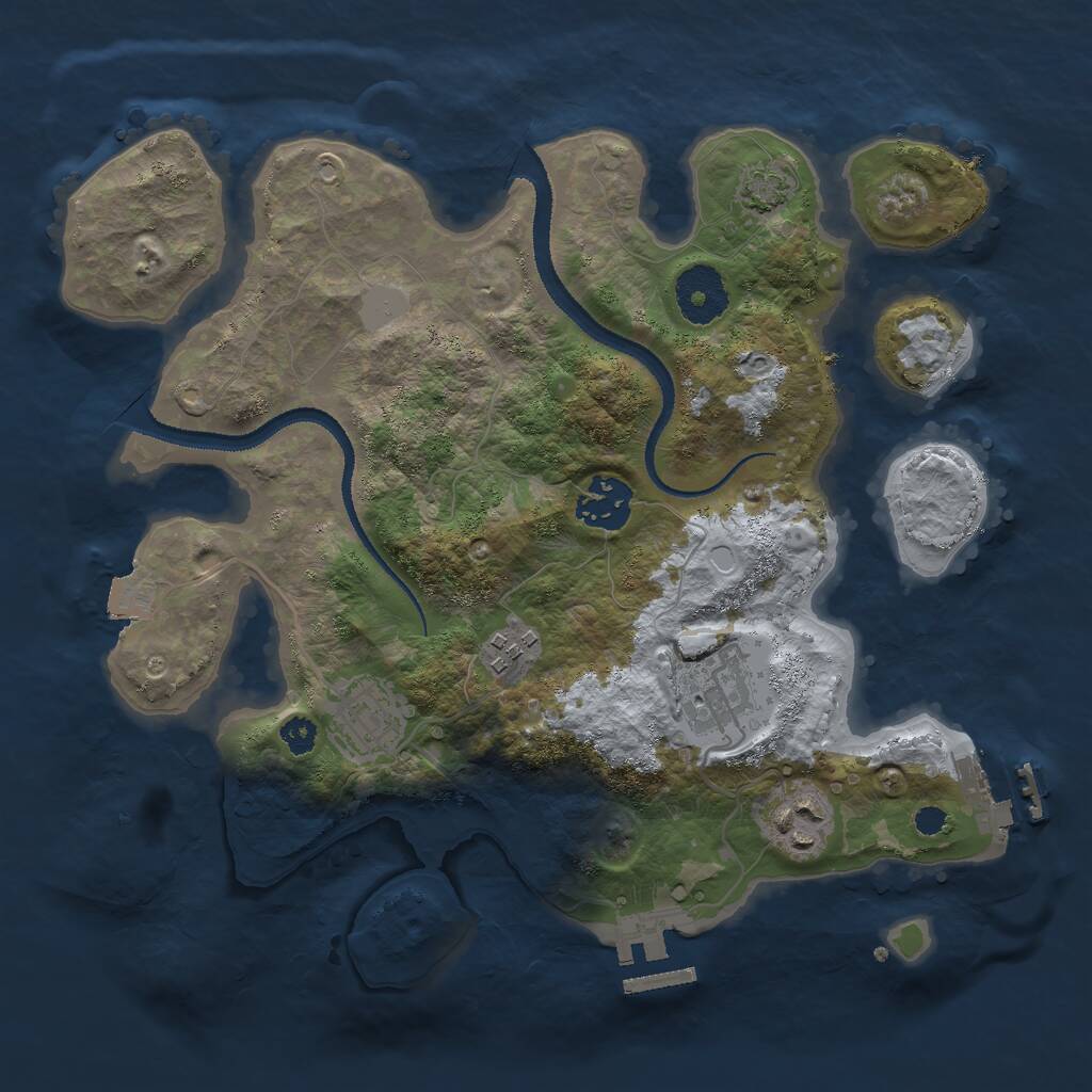 Rust Map: Procedural Map, Size: 3000, Seed: 1594782061, 9 Monuments
