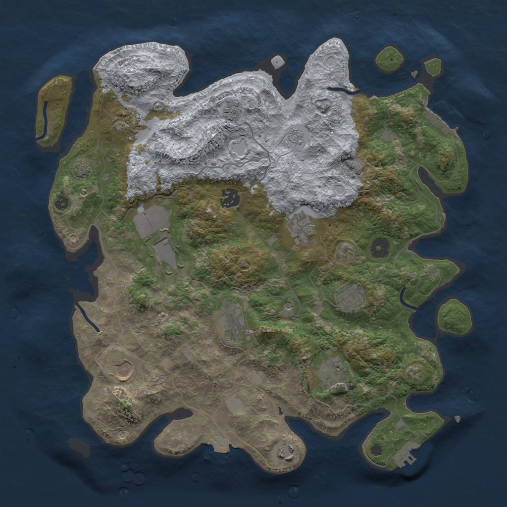 Rust Map: Procedural Map, Size: 3800, Seed: 94064330, 18 Monuments