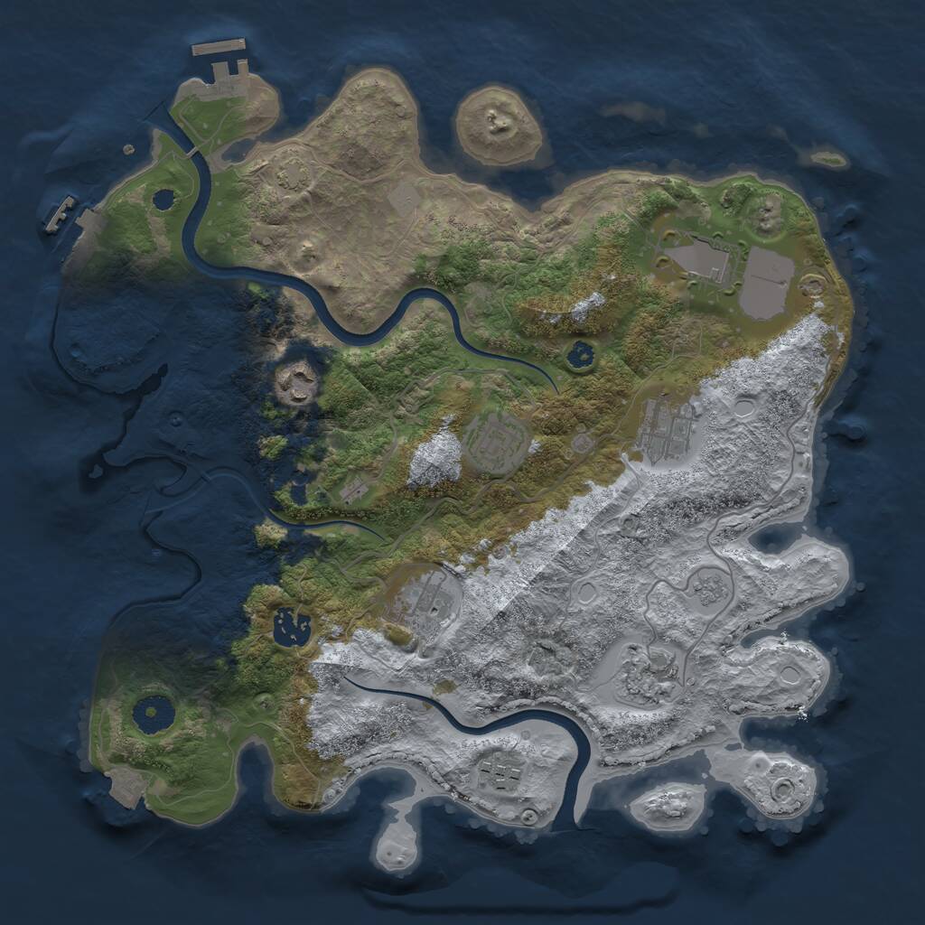 Rust Map: Procedural Map, Size: 3500, Seed: 823069420, 14 Monuments