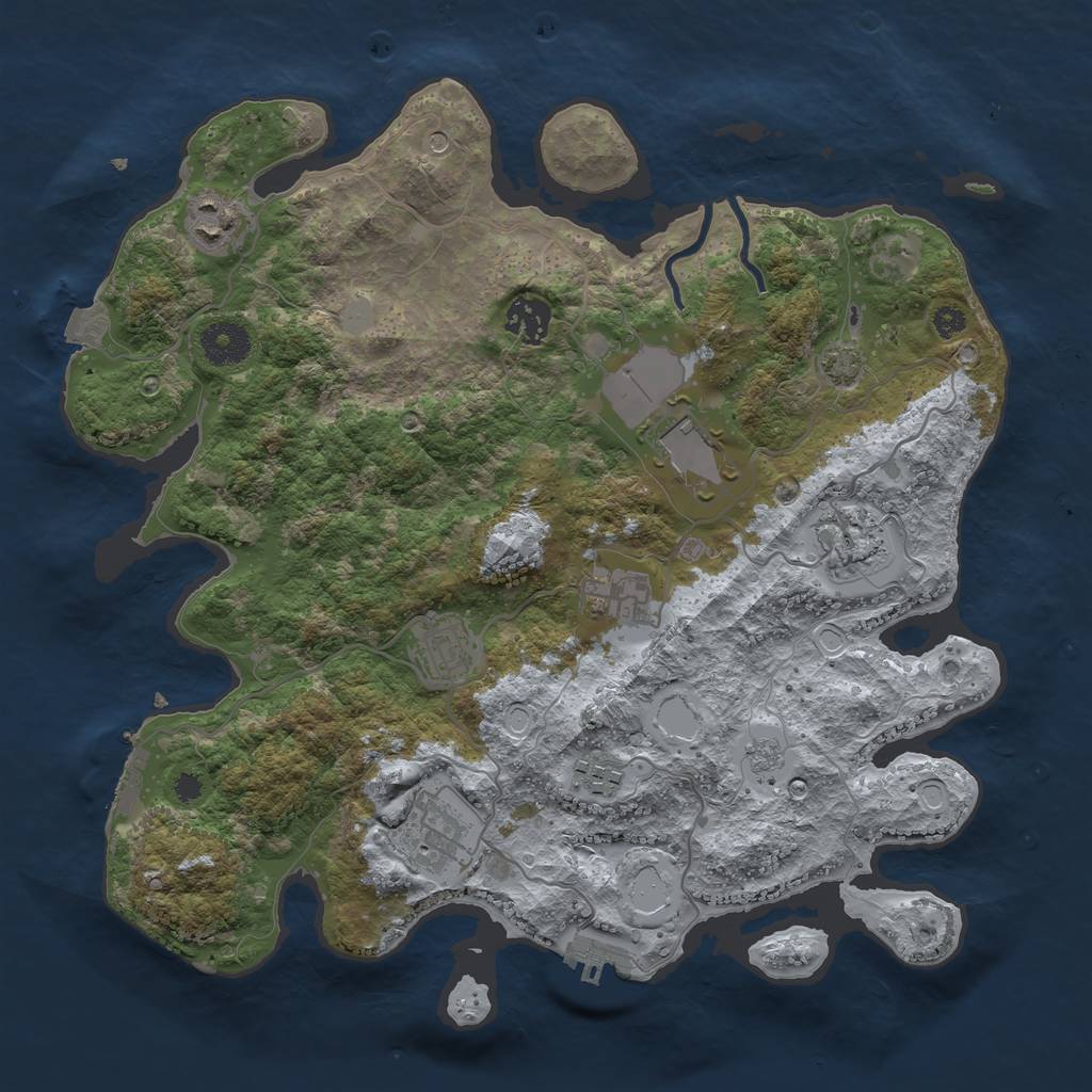 Rust Map: Procedural Map, Size: 3500, Seed: 823069420, 16 Monuments