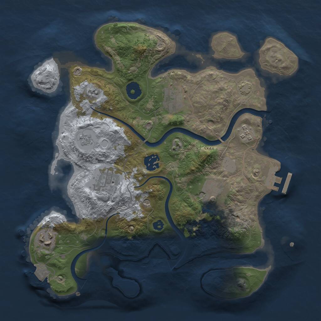 Rust Map: Procedural Map, Size: 3000, Seed: 1240776108, 11 Monuments
