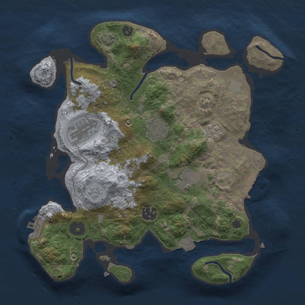 Rust Map: Procedural Map, Size: 3000, Seed: 1240776108, 13 Monuments