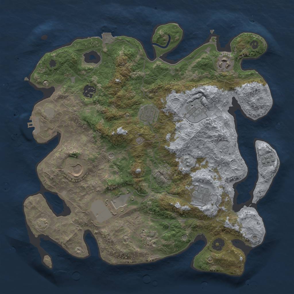Rust Map: Procedural Map, Size: 3500, Seed: 224898392, 16 Monuments