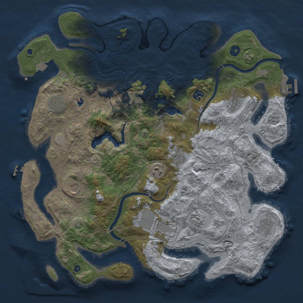 Rust Map: Procedural Map, Size: 4250, Seed: 319025584, 17 Monuments