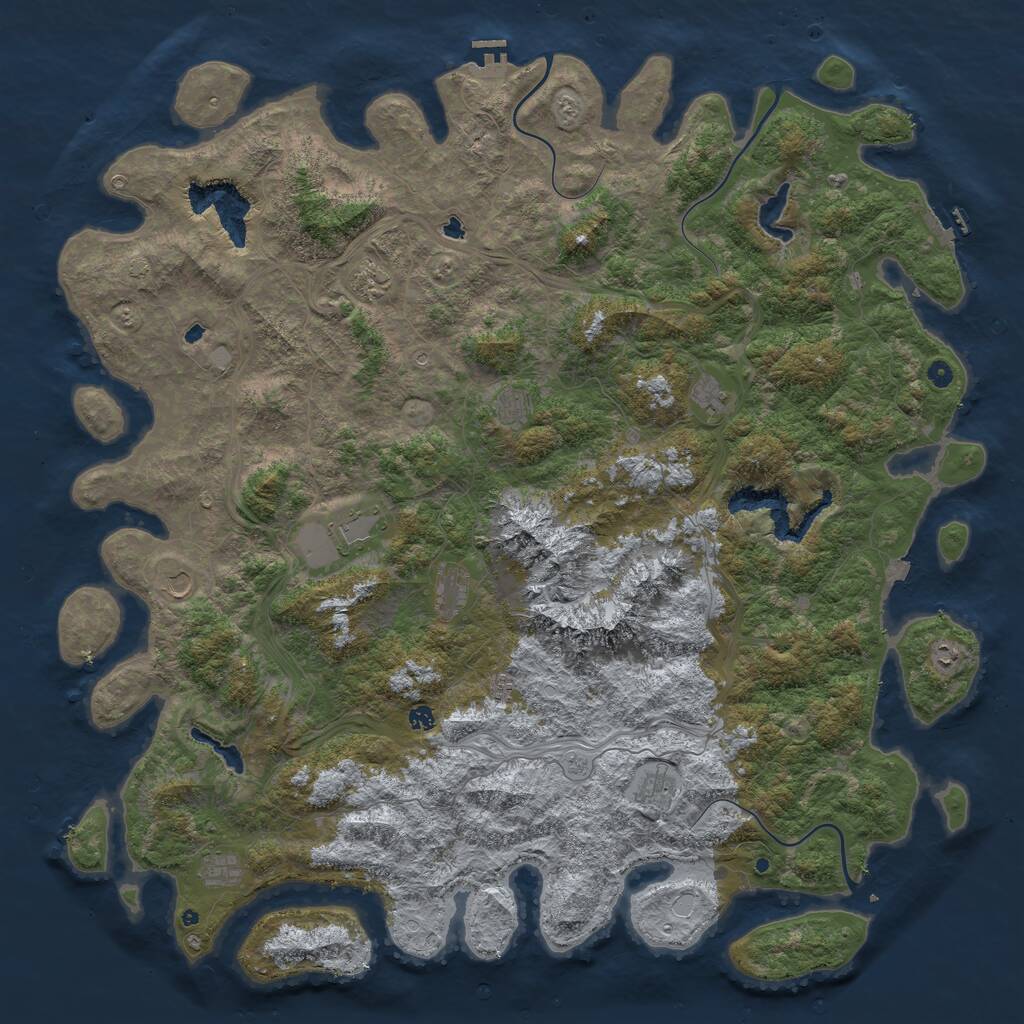 Rust Map: Procedural Map, Size: 6000, Seed: 605765783, 17 Monuments