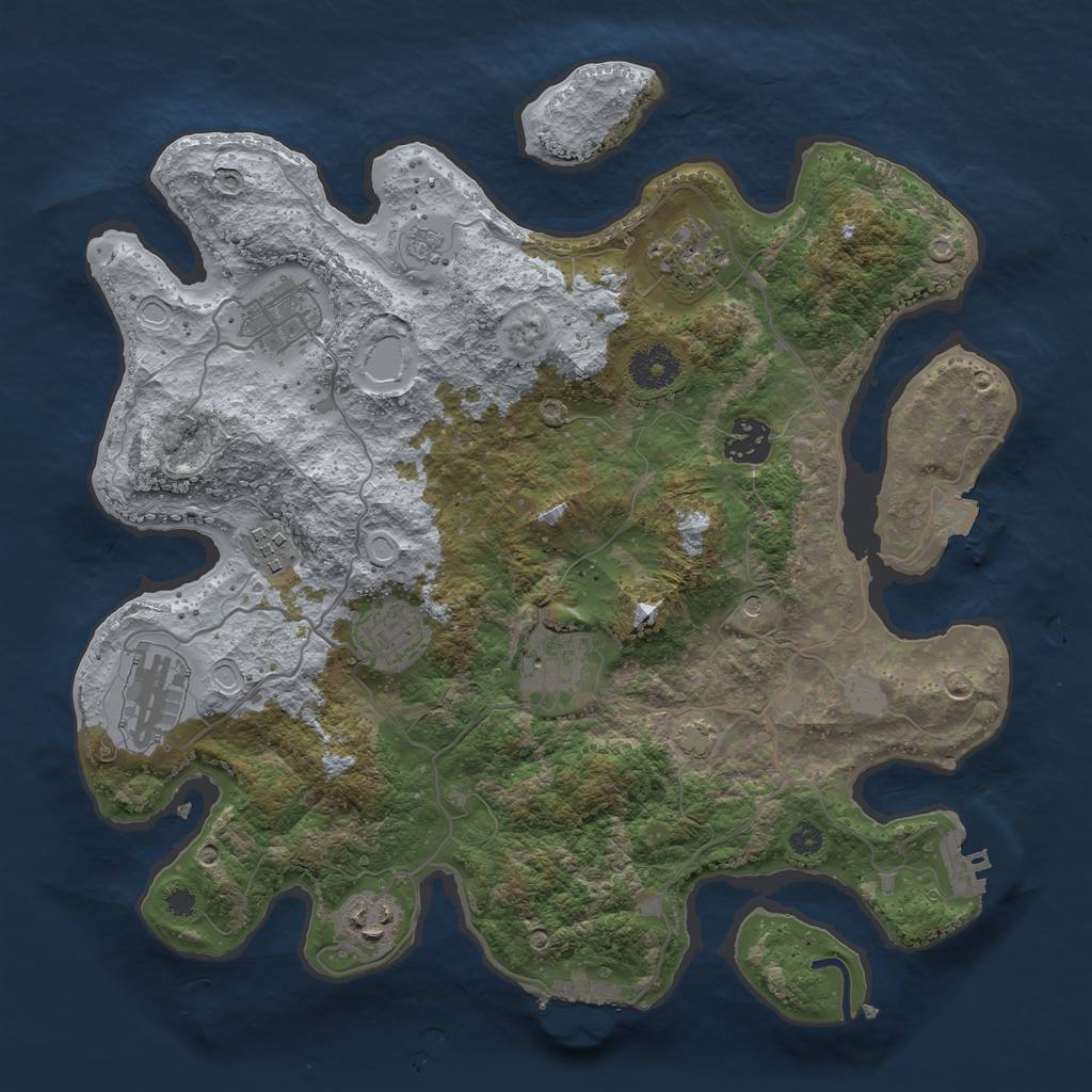 Rust Map: Procedural Map, Size: 3450, Seed: 41410902, 16 Monuments