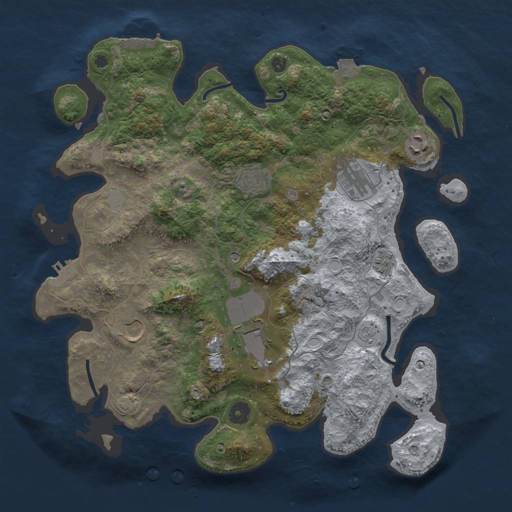 Rust Map: Procedural Map, Size: 3500, Seed: 98058425, 14 Monuments
