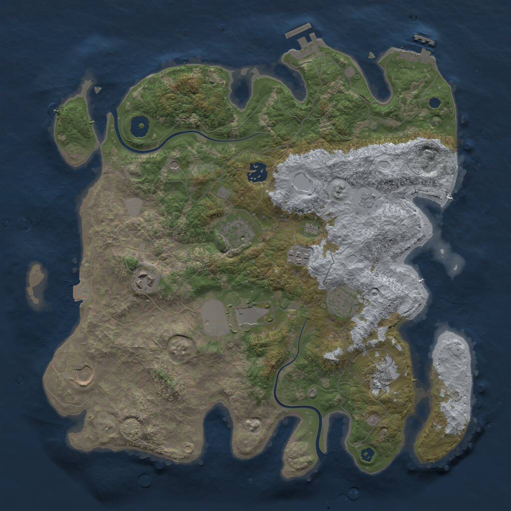 Rust Map: Procedural Map, Size: 3750, Seed: 253393957, 14 Monuments