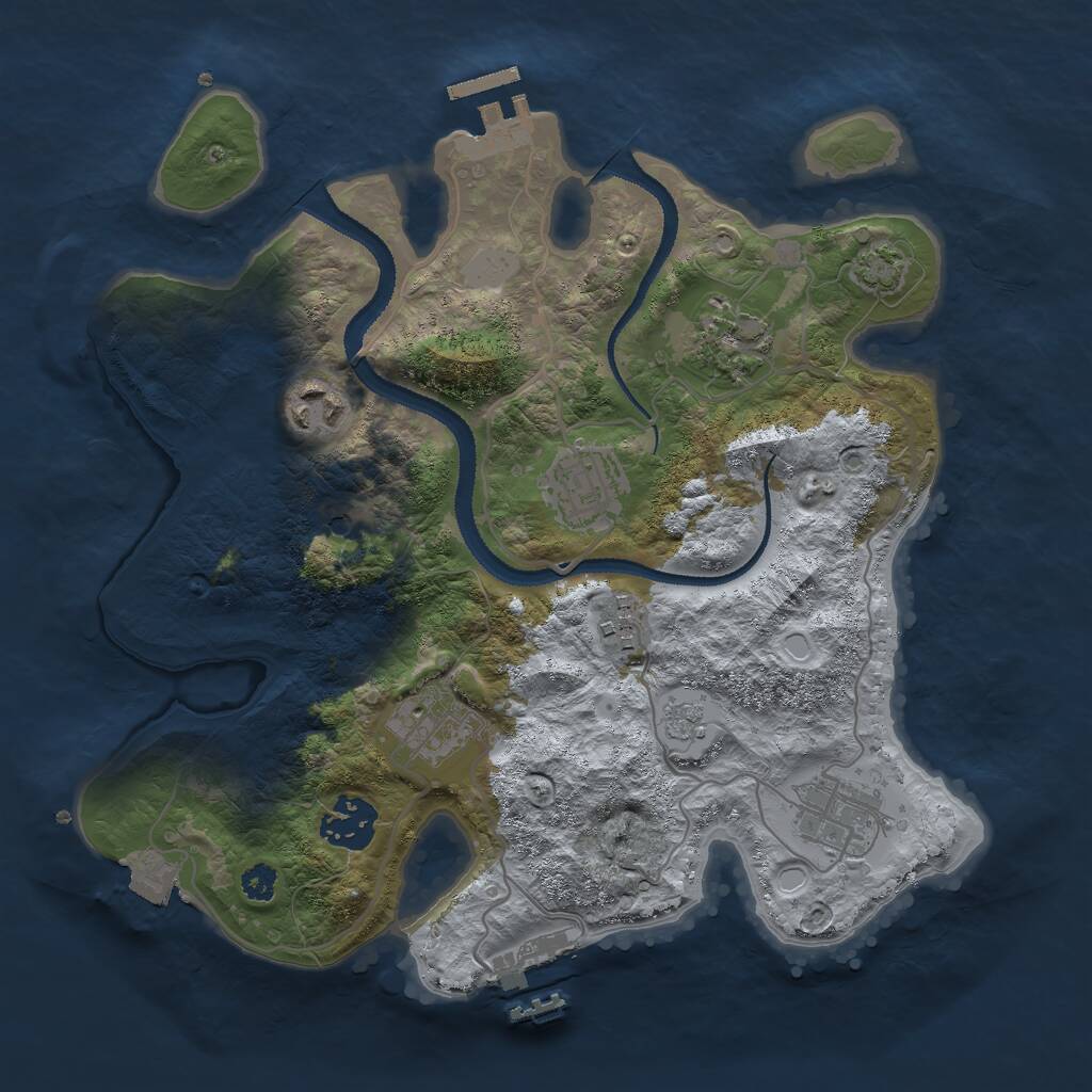 Rust Map: Procedural Map, Size: 3000, Seed: 25895, 13 Monuments