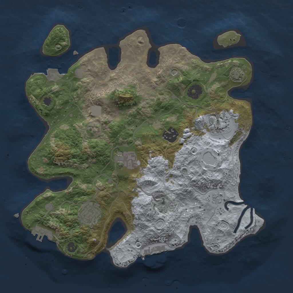 Rust Map: Procedural Map, Size: 3000, Seed: 25895, 12 Monuments