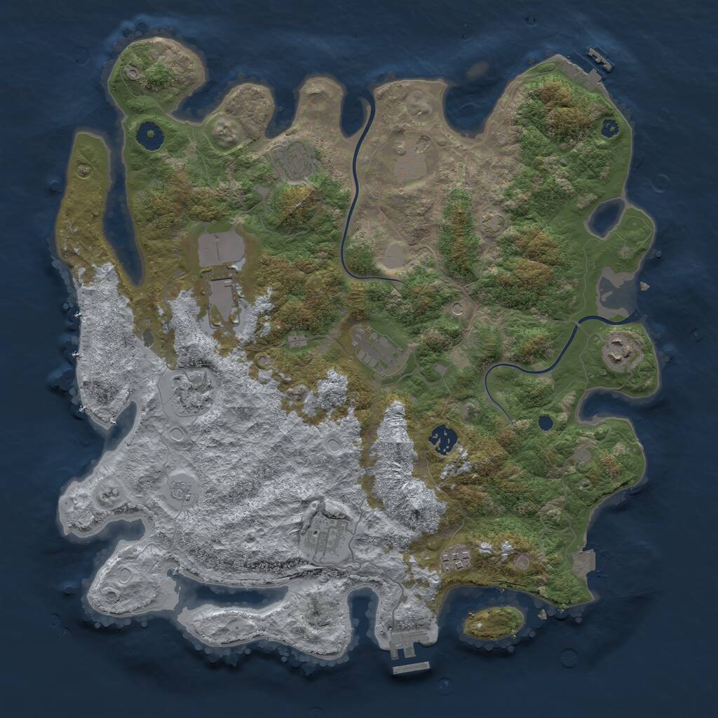 Rust Map: Procedural Map, Size: 3950, Seed: 7144001, 15 Monuments